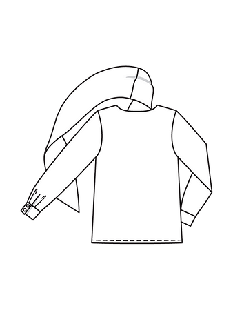 Технический рисунок блузки с цельнокроеным шарфом спинка