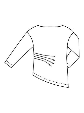 Технический рисунок пуловера с застроченными складками спинка