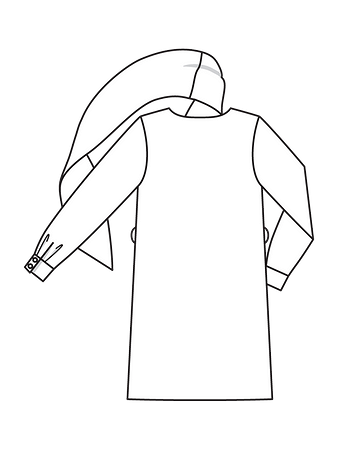 Технический рисунок платья с цельнокроеным шарфом спинка