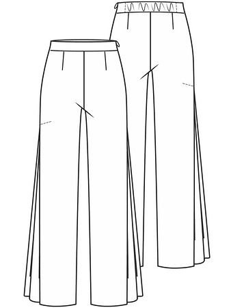 Технический рисунок брюк со вставками-складками в боковых швах