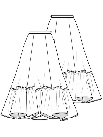 Технический рисунок юбки макси-формата