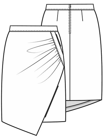 Технический рисунок юбки асимметричного кроя