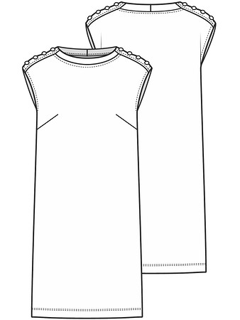 Технический рисунок платья прямого силуэта
