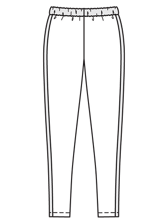 Технический рисунок брюк с планками вид сзади