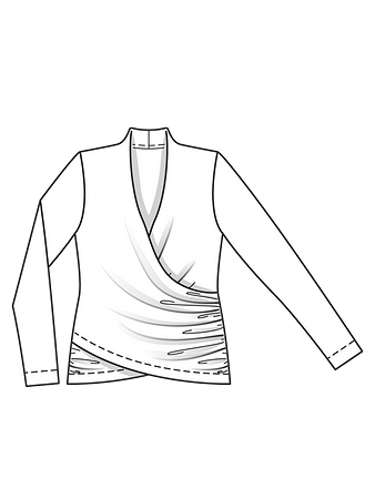 Технический рисунок пуловера с драпировками