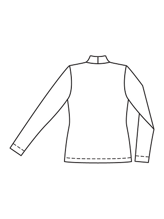 Технический рисунок пуловера с драпировками спинка