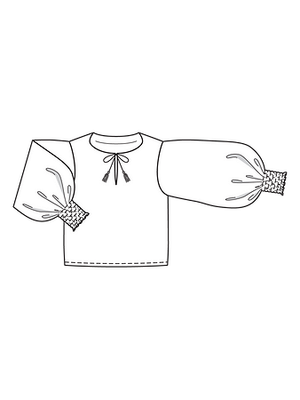 Технический рисунок блузки с пышными рукавами