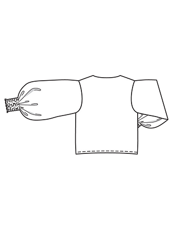 Технический рисунок блузки с пышными рукавами спинка