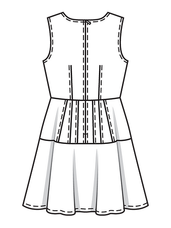 Технический рисунок джинсового платья спинка
