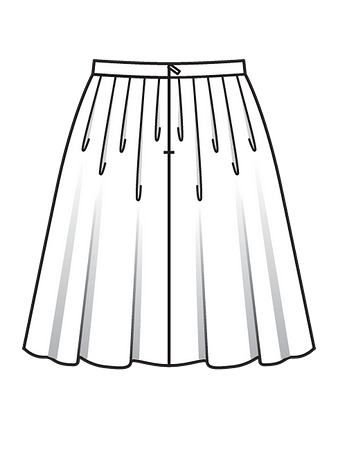 Технический рисунок пышной расклешенной юбки вид сзади