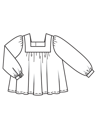 Технический рисунок блузки с квадратным вырезом