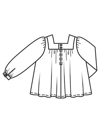Технический рисунок блузки с квадратным вырезом спинка