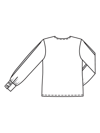 Технический рисунок блузки с глубоким V-вырезом спинка