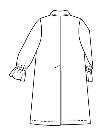 Технический рисунок лёгкого пальто спинка