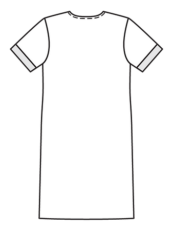 Технический рисунок платья с V -вырезом спинка