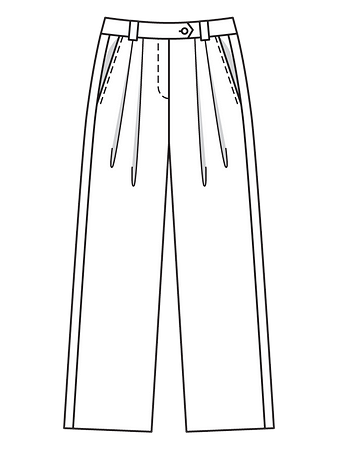 Технический рисунок брюк с заниженной талией