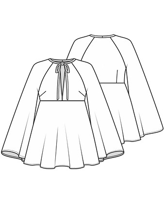 Технический рисунок блузки с завышенной линией талии
