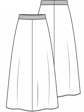 Технический рисунок юбки-клеш на эластичном поясе