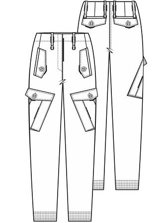 Технический рисунок брюк карго