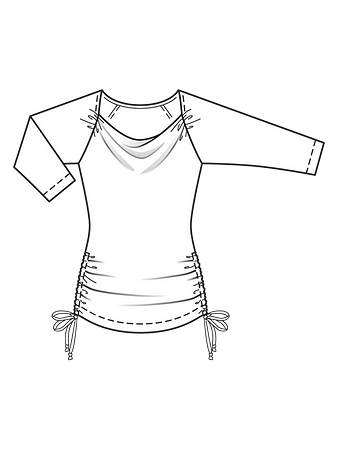 Технический рисунок пуловера с драпировками