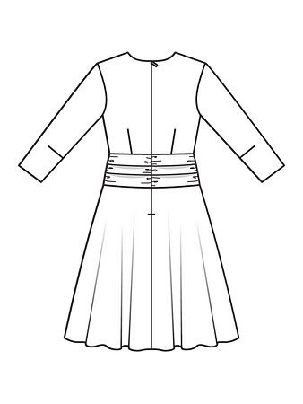 Технический рисунок платья с V-вырезом спинка