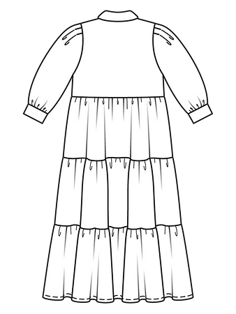 Технический рисунок платья с завышенной талией спинка