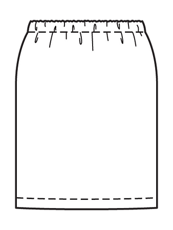 Технический рисунок юбки на кулиске вид сзади