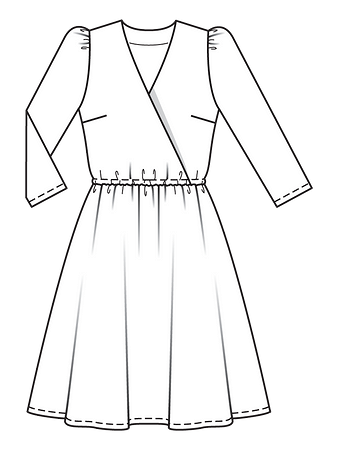 Технический рисунок бархатного платья 