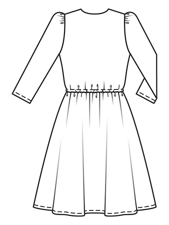 Технический рисунок бархатного платья спинка