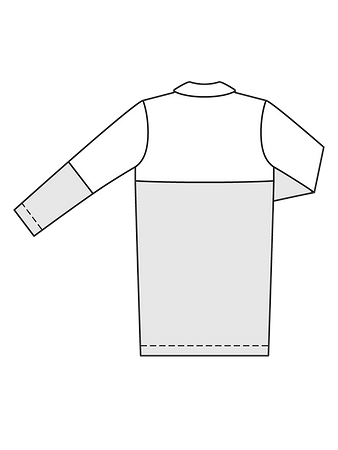 Технический рисунок пальто из разнофактурных тканей спинка