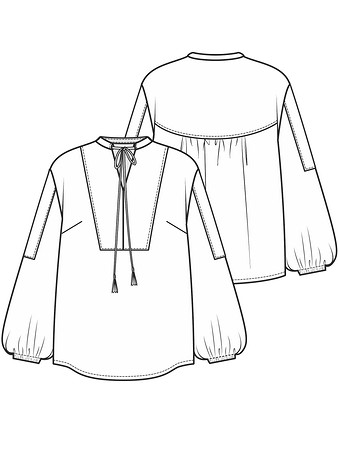 Технический рисунок блузки в фольклорном стиле