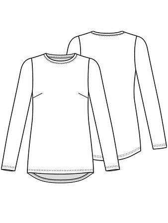 Технический рисунок пуловера с удлиненной спинкой