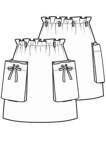 Технический рисунок юбки с объемными накладными карманами