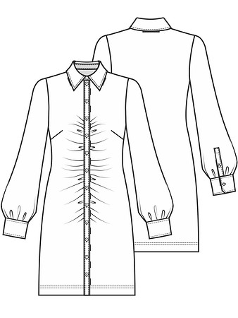 Технический рисунок трикотажного платья с драпировкой