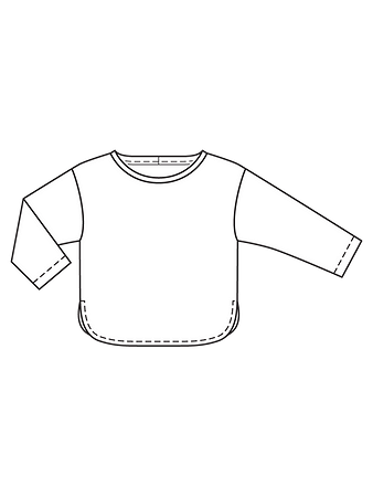 Технический рисунок пуловера с широким вырезом