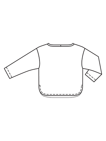 Технический рисунок пуловера с широким вырезом спинка