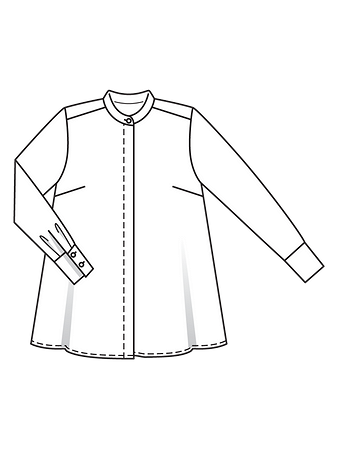 Технический рисунок блузки-рубашки А-силуэта