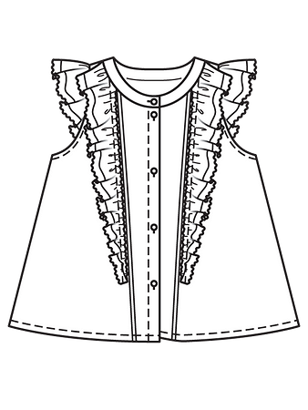 Технический рисунок блузки А-силуэта