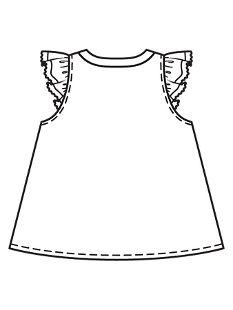 Технический рисунок блузки А-силуэта спинка