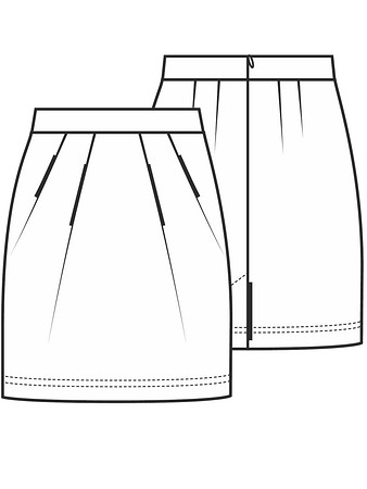 Технический рисунок юбки с косыми складками