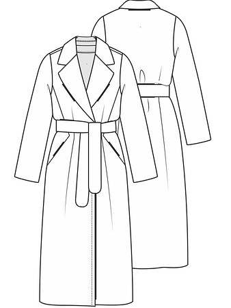 Технический рисунок пальто прямого кроя