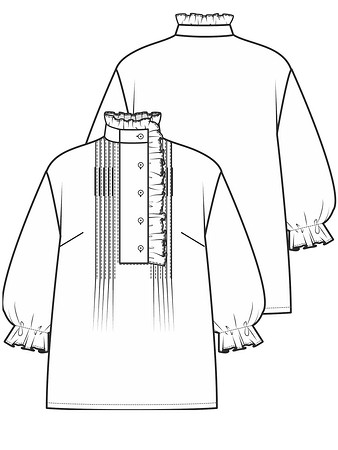 Технический рисунок блузки с оборками