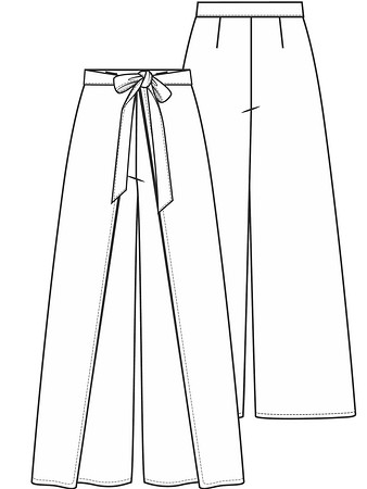 Технический рисунок брюк без застежки