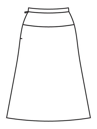 Технический рисунок юбки миди вид сзади