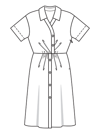 Технический рисунок необычного платья-рубашки
