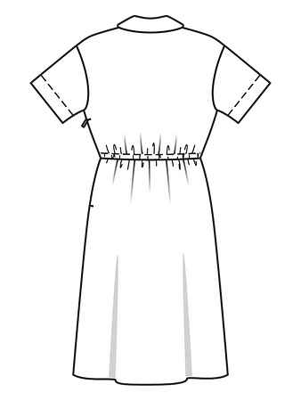 Технический рисунок необычного платья-рубашки спинка