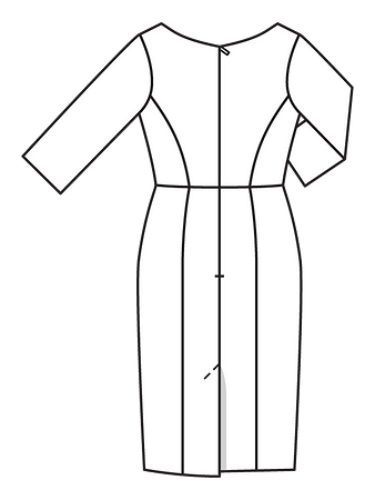 Технический рисунок необычного платья-футляр спинка