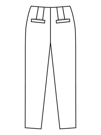 Технический рисунок брюк зауженного кроя виз сзади