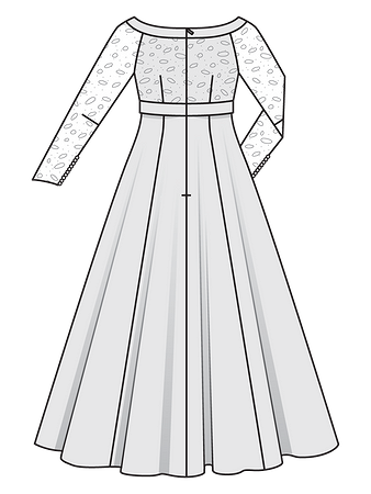 Технический рисунок свадебного платья спинка