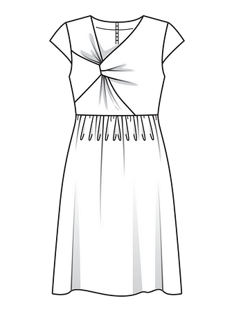 Технический рисунок платья с драпировкой